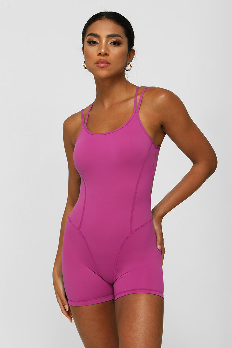 Women Criss Cross Back Sport Jumpsuit