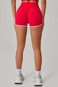 Color-contrast patchwork yoga shorts