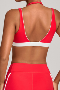 Women's Athletic Color-Block Double Shoulder Straps Yoga Bra