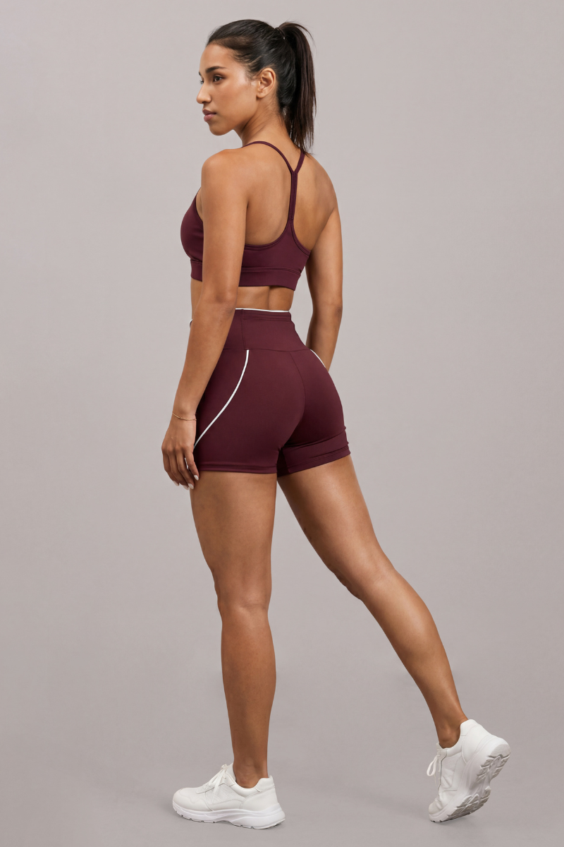 Women's Y-Back Bra & High Waist Bike Shorts Workout Sets
