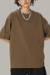 Men's Cotton Mock Turtleneck - Solid Oversized Casual Tee