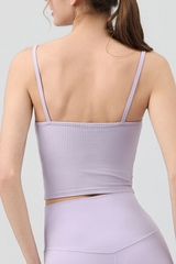 Women's Fake Two Piece Square Neck Cropped Sports Cami