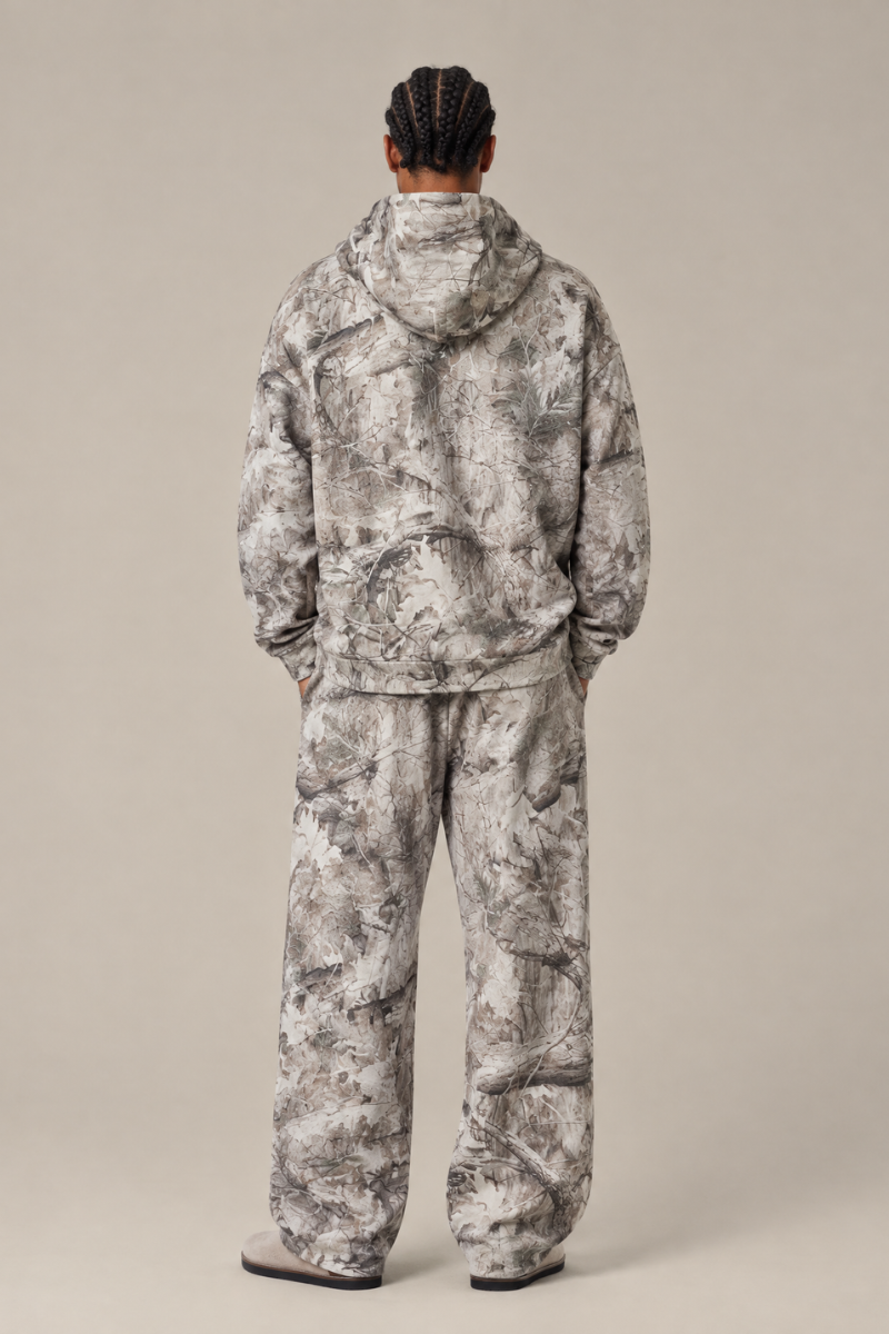 Men's Loungewear Sets:Tree Branch Camo Hoodie & Casual Pants