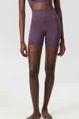 Women Wave-Edged High-Waist Quick-Dry Tight-Fit Yoga Cycling Mid-Length Sports Shorts