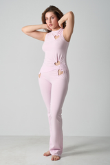 Women's Valentine's Day Round Neck Heart Cut-Out Long Tank Two-Piece Set