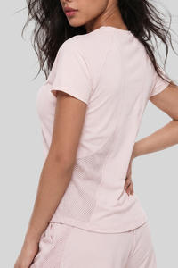 Women's Side Mesh Panel Breathable Sports Running T-shirt