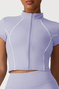 Women Seamless High Waisted Flared Yoga Set: Stand Collar Jacket + Flared Leggings