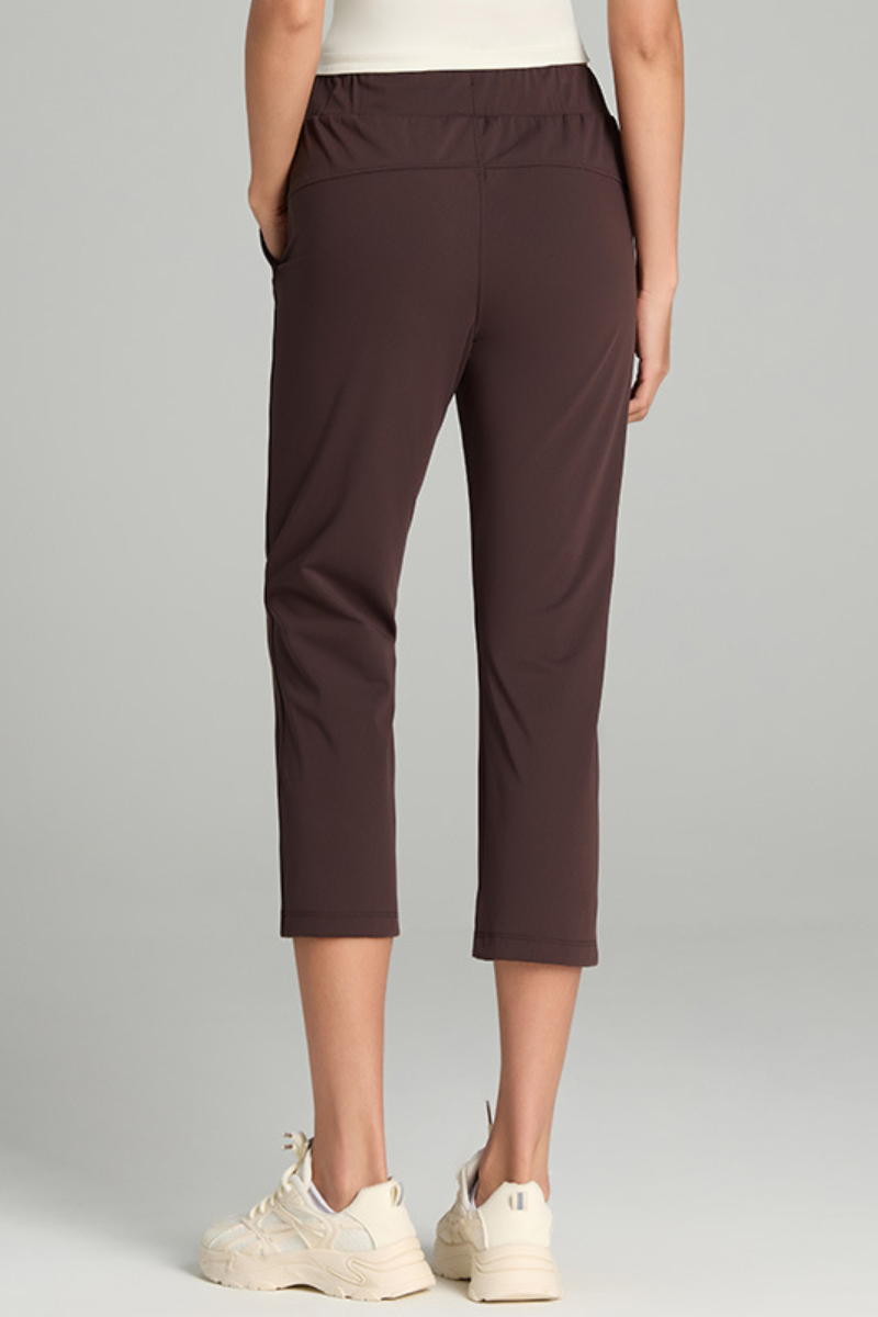 Women's Spring Drawstring Waist Pocket Capri Sports Pants