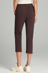 Women's Spring Drawstring Waist Pocket Capri Sports Pants