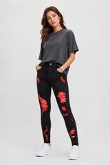 Women's Unique High Waist Distressed Skinny Jeans