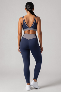 Women's Double Thin Strap Bra And High Rise Legging Yoga Set