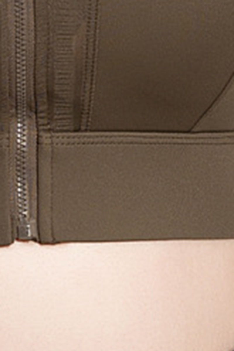 Plus Size Women's Mesh Panel Zip-Up Sports Bra