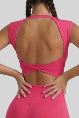 Women's Twist Cut‑Out Back Sleeveless Padded Sports Tank Top