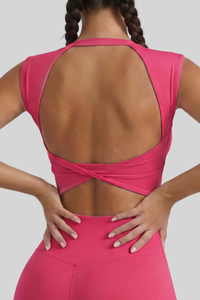 Women's Twist Cut‑Out Back Sleeveless Padded Sports Tank Top