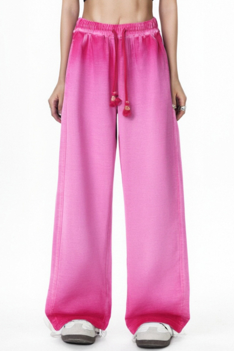 Unisex Fall 100% Cotton Washed Gradient Wide Leg Pants