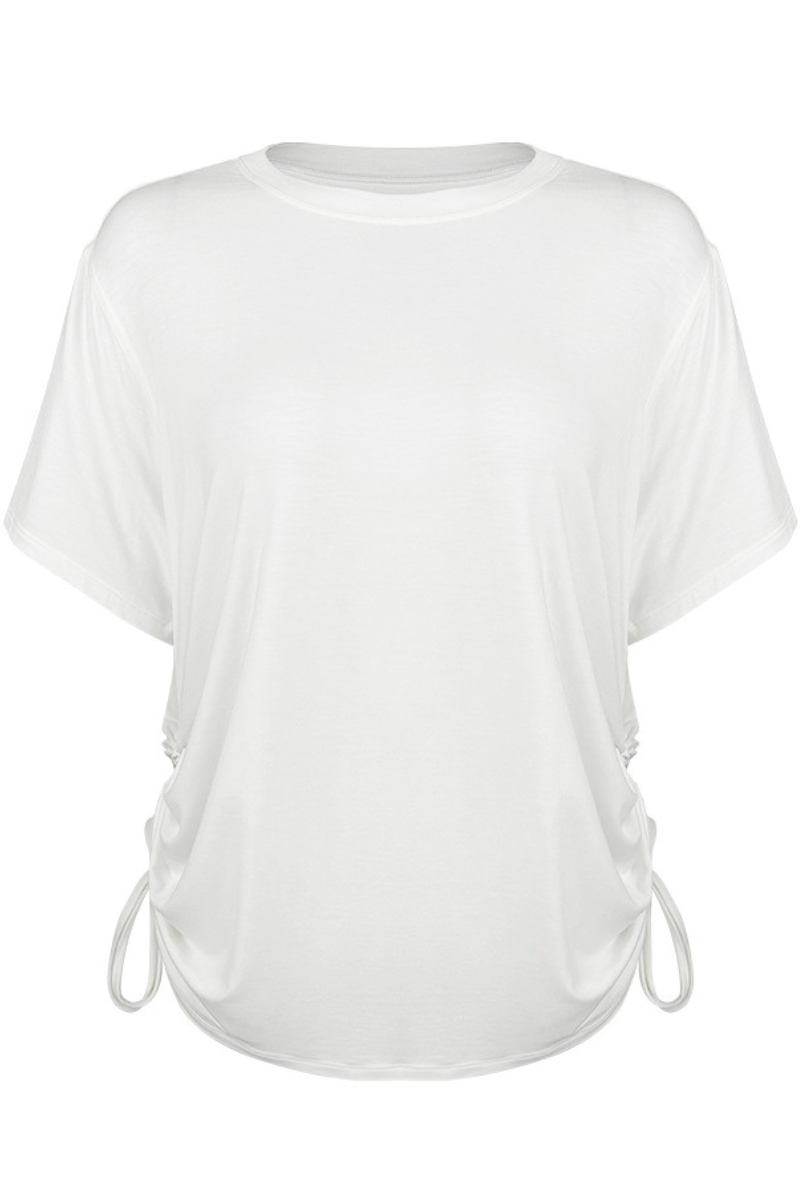 Crinkled short-sleeved T-shirt