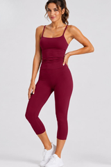 Women's U-Back Tank Top & Capri Leggings Yoga 2-Piece Sets