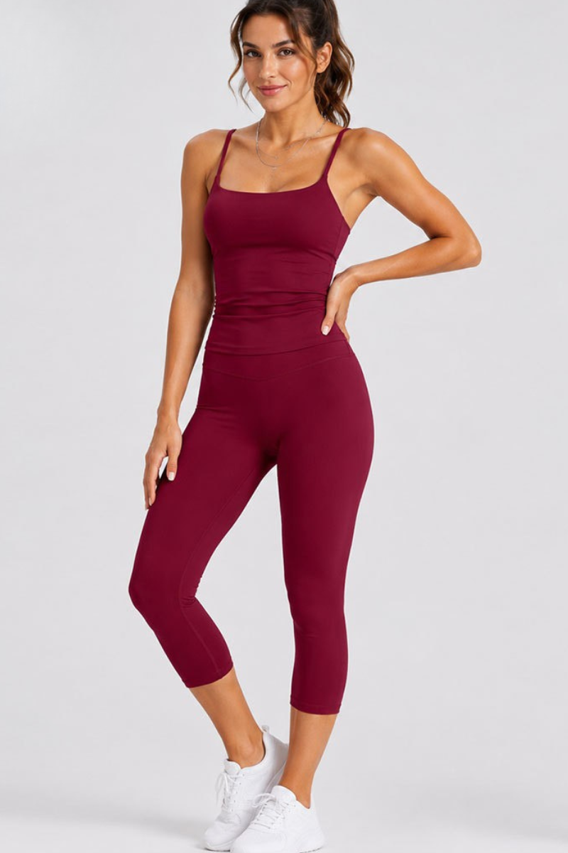 Women's U-Back Tank Top & Capri Leggings Yoga 2-Piece Sets
