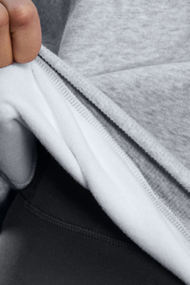 Women Loose Crewneck Fleece-Lined Casual Hoodie