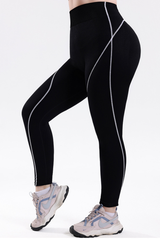 Plus Size Women's High-Waist Contrast Stripes Sport Leggings
