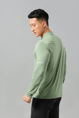 Men Half-Zip Breathable Outdoor Training Long Sleeve Top