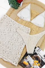 Women's Sexy Crochet Lace Hollow Out Bikini - 3 Piece Set
