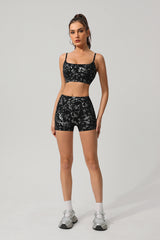 Women Gold Foil Fabric Sports Shorts