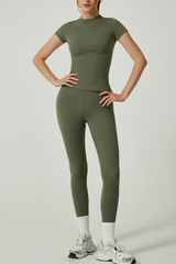 Women's Short Sleeve And Yoga Leggings Two-Piece Set