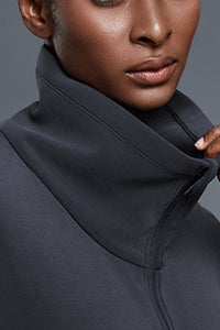 Women Stand-Collar Mid-Length Drawstring Waist Casual Commuting Jacket