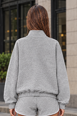 Women's Asymmetric Zip Elastic Hem Mock Neck Sweatshirt