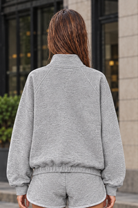 Women's Asymmetric Zip Elastic Hem Mock Neck Sweatshirt