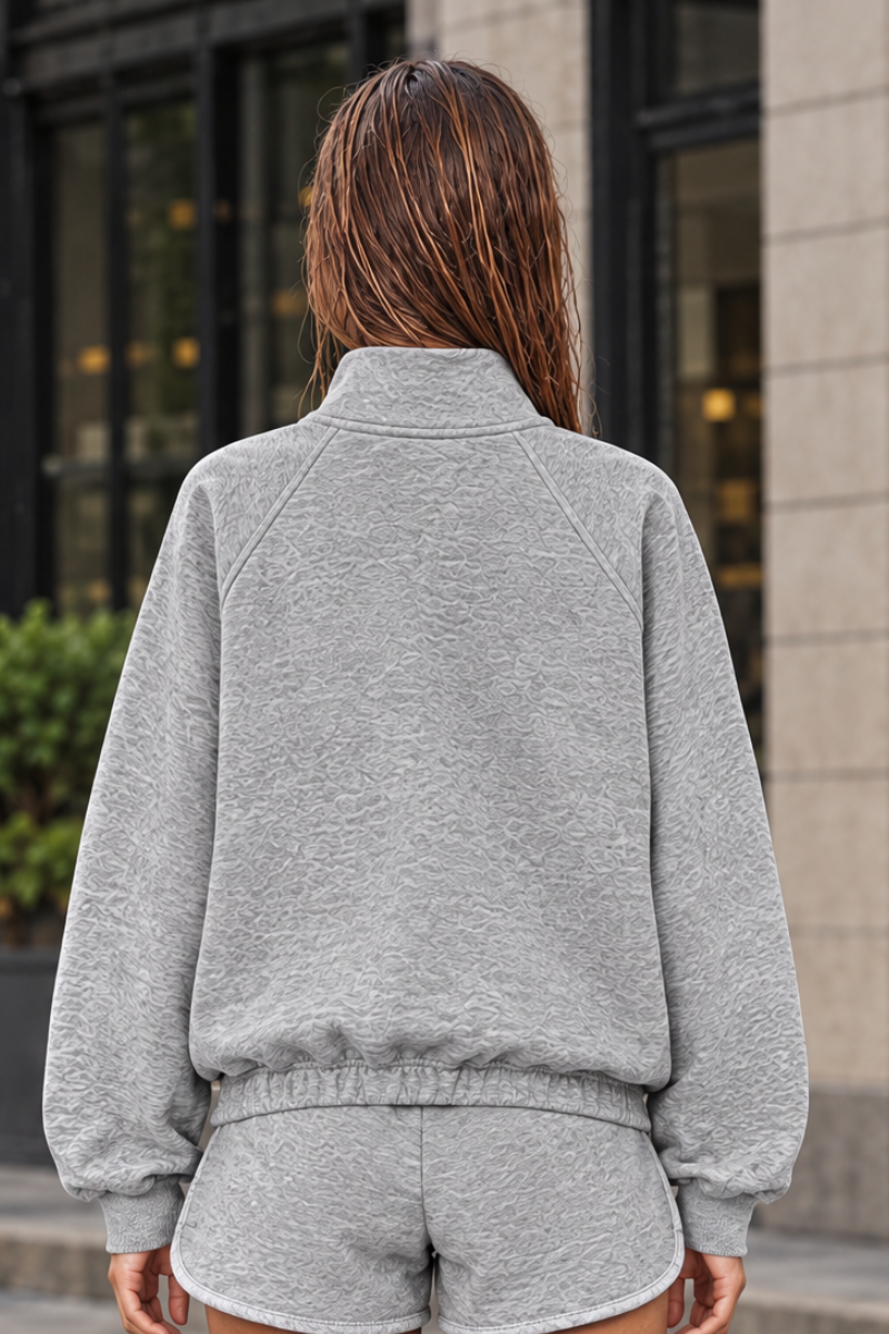 Women's Asymmetric Zip Elastic Hem Mock Neck Sweatshirt