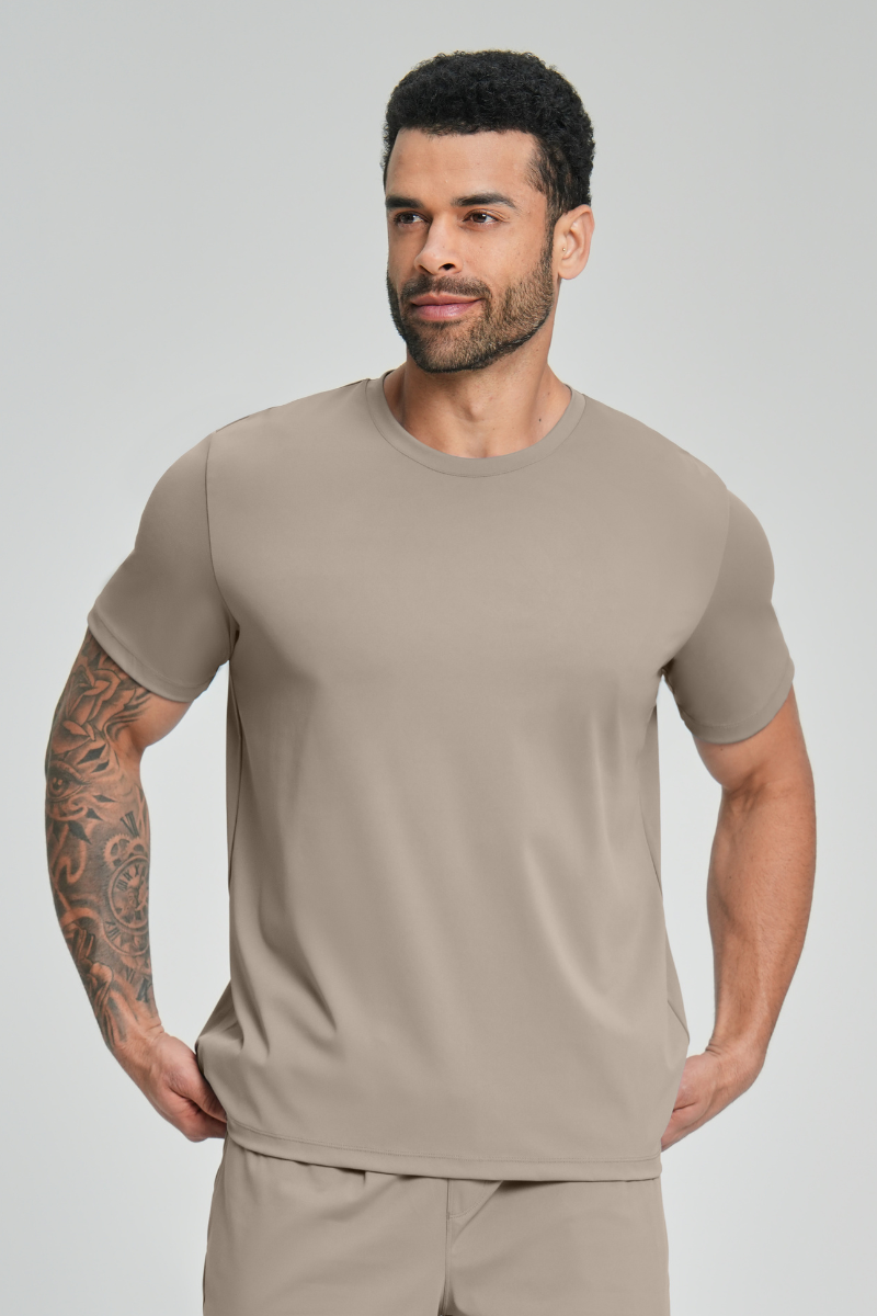 Men's Brushed Round-Neck Casual Sports T-shirt