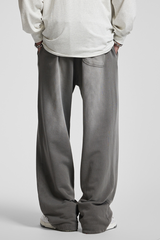 Rustic-style straight-leg long pants
