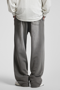 Rustic-style straight-leg long pants
