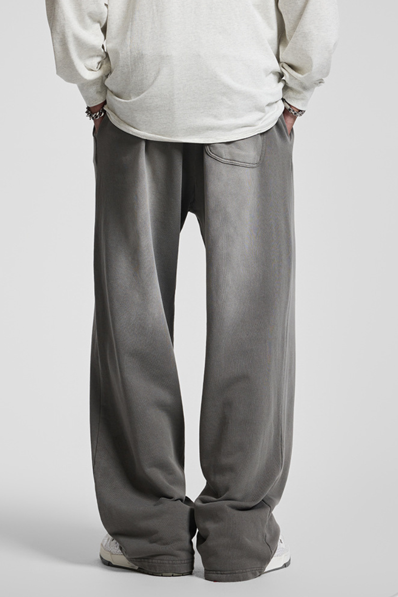 Rustic-style straight-leg long pants