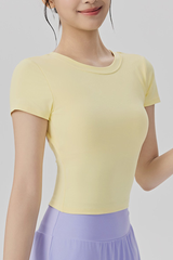 Women's Summer Tie Back Solid Slim Fit Sports T-shirt