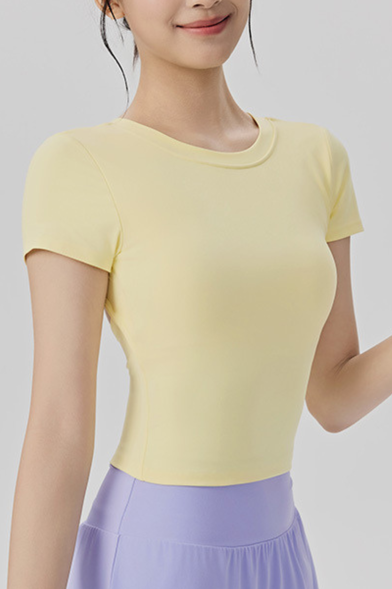 Women's Summer Tie Back Solid Slim Fit Sports T-shirt