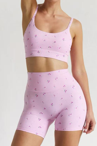 Women's U-Neck Cherry Print Cami Sports Bra