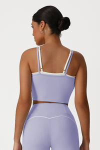 Women Square Neck Fake Two-Piece Yoga Tank Tops
