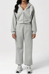 Women Hooded Sport Set: Zip Hoodie + Pants