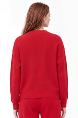 Women's Winter Christmas Color Block Bow Loose Knit Sweater