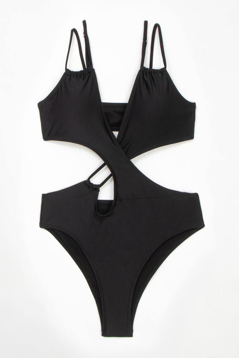 Women's V-neck Cutout Solid Sexy Swimsuit