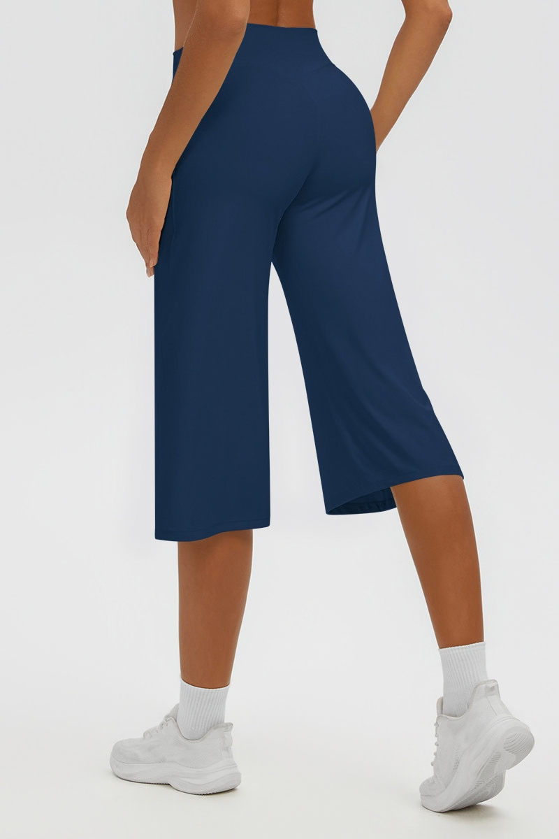 Women's Brushed Mid Waist Wide Leg Capri Yoga Pants