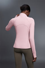Women Stand Collar Half Zip Slim Fit Workout Long Sleeve Top
