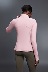 Women Stand Collar Half Zip Slim Fit Workout Long Sleeve Top