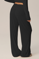 Women's Lace Trim Waistband Ballet Draped Casual Pants