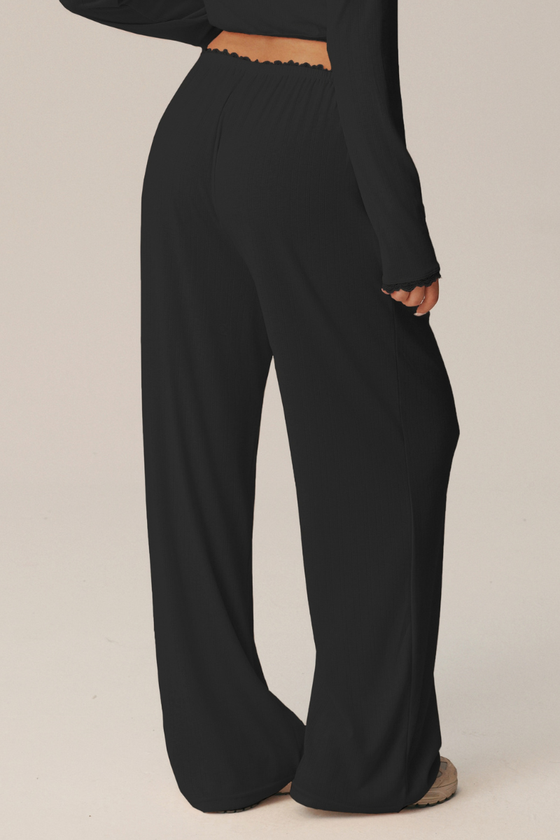Women's Lace Trim Waistband Ballet Draped Casual Pants
