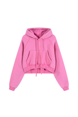 Women's Washed Short Hooded Sweatshirt
