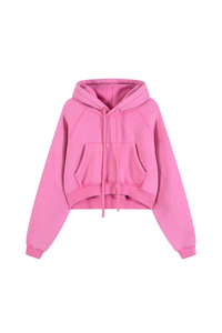 Women's Washed Short Hooded Sweatshirt